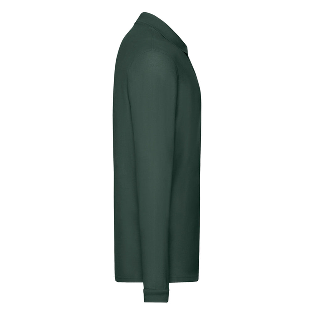 Forest Green - Back - Fruit of the Loom Mens Premium Long-Sleeved Polo Shirt