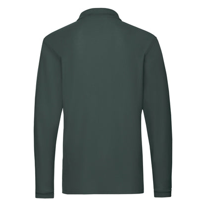 Forest Green - Side - Fruit of the Loom Mens Premium Long-Sleeved Polo Shirt