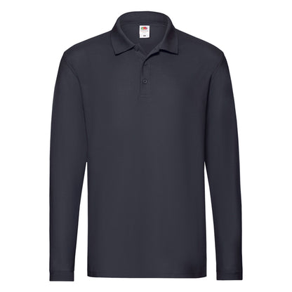 Deep Navy - Front - Fruit of the Loom Mens Premium Long-Sleeved Polo Shirt