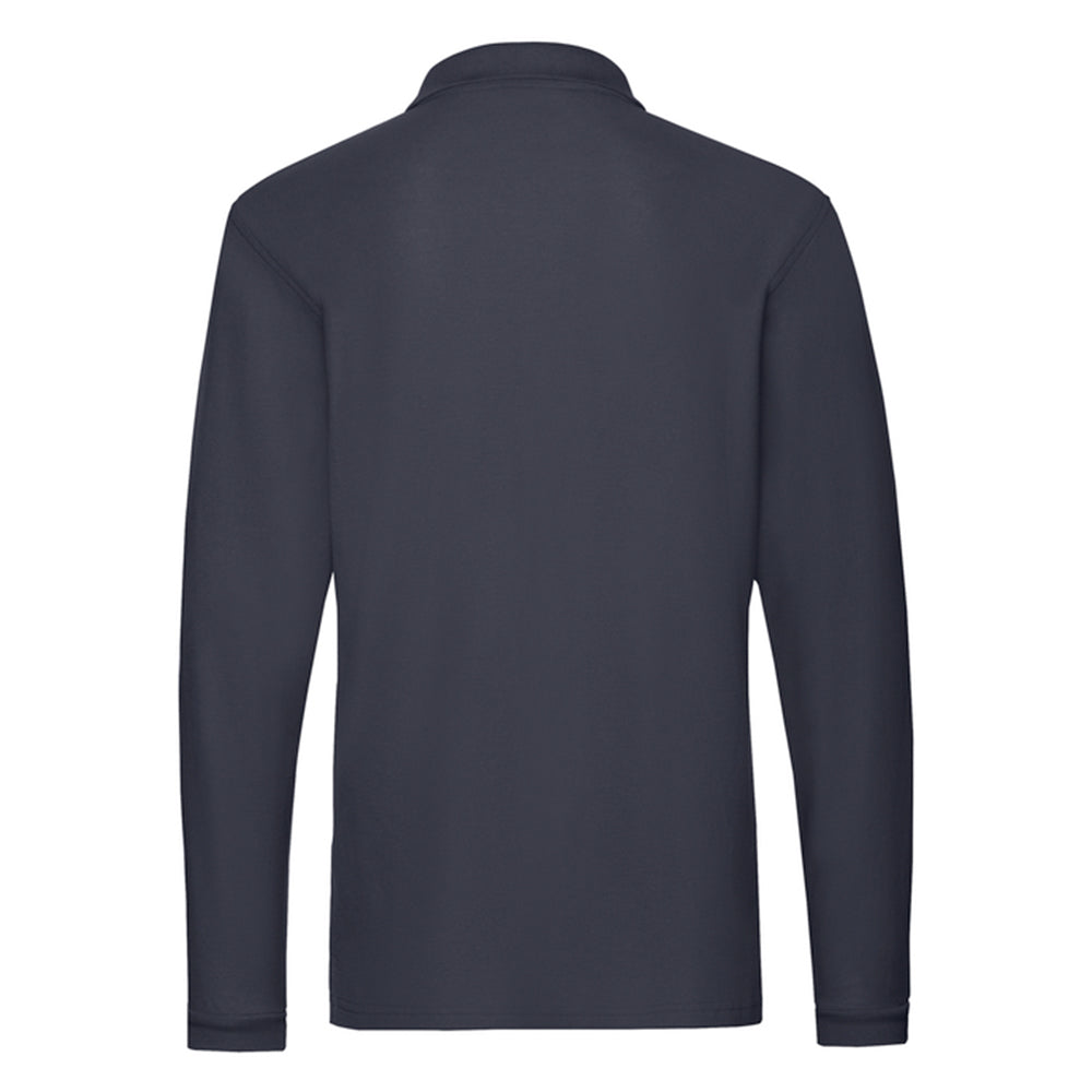 Deep Navy - Back - Fruit of the Loom Mens Premium Long-Sleeved Polo Shirt