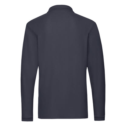 Deep Navy - Back - Fruit of the Loom Mens Premium Long-Sleeved Polo Shirt