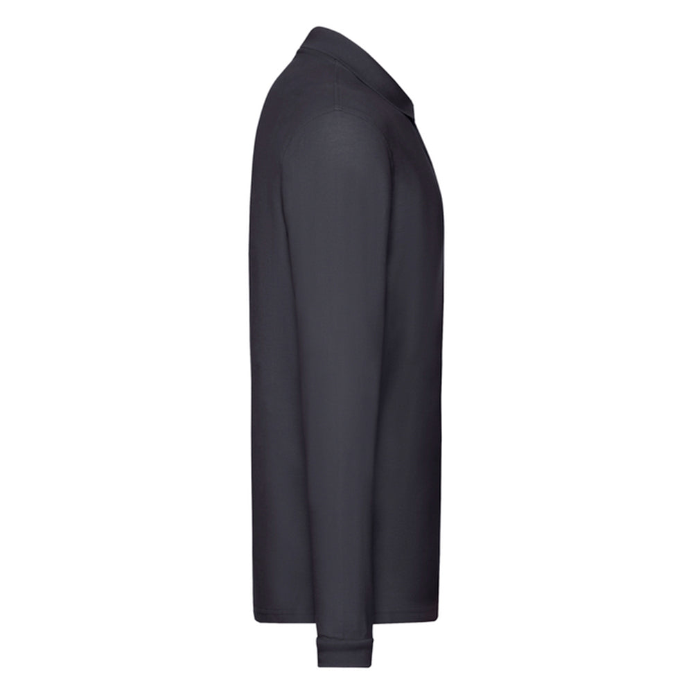 Deep Navy - Side - Fruit of the Loom Mens Premium Long-Sleeved Polo Shirt