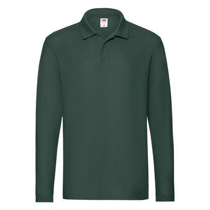Forest Green - Front - Fruit of the Loom Mens Premium Long-Sleeved Polo Shirt
