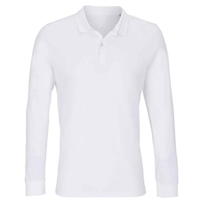 White - Front - SOLS Unisex Adult Planet Long-Sleeved Polo Shirt