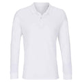 White - Front - SOLS Unisex Adult Planet Long-Sleeved Polo Shirt