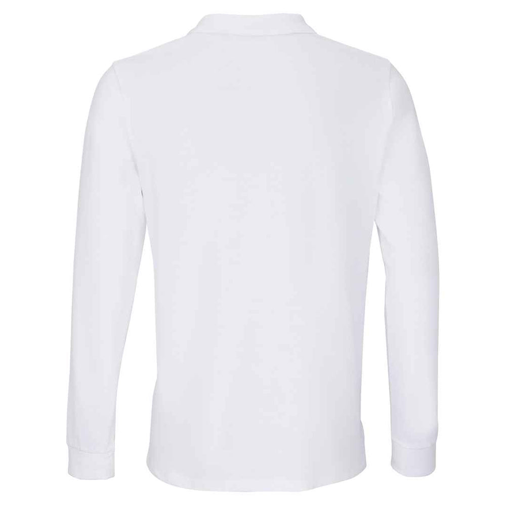 White - Back - SOLS Unisex Adult Planet Long-Sleeved Polo Shirt