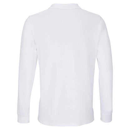 White - Back - SOLS Unisex Adult Planet Long-Sleeved Polo Shirt
