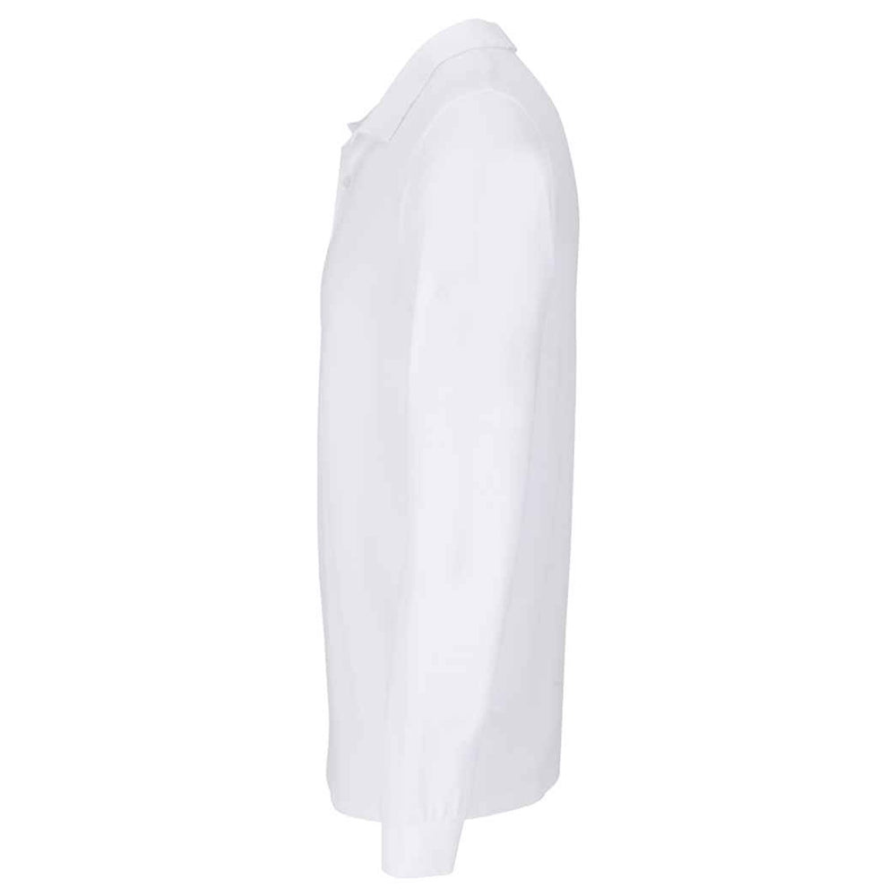 White - Side - SOLS Unisex Adult Planet Long-Sleeved Polo Shirt