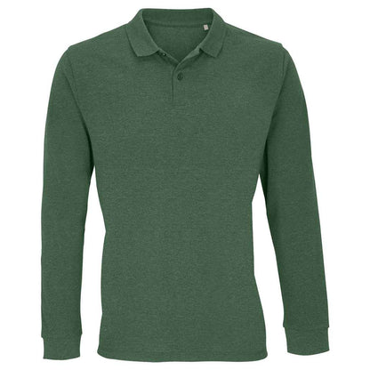 Bottle Green - Front - SOLS Unisex Adult Planet Long-Sleeved Polo Shirt