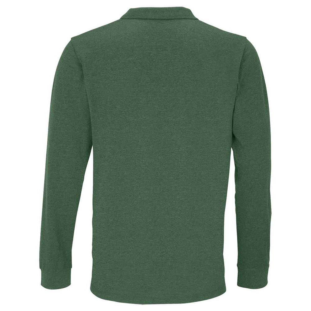 Bottle Green - Back - SOLS Unisex Adult Planet Long-Sleeved Polo Shirt