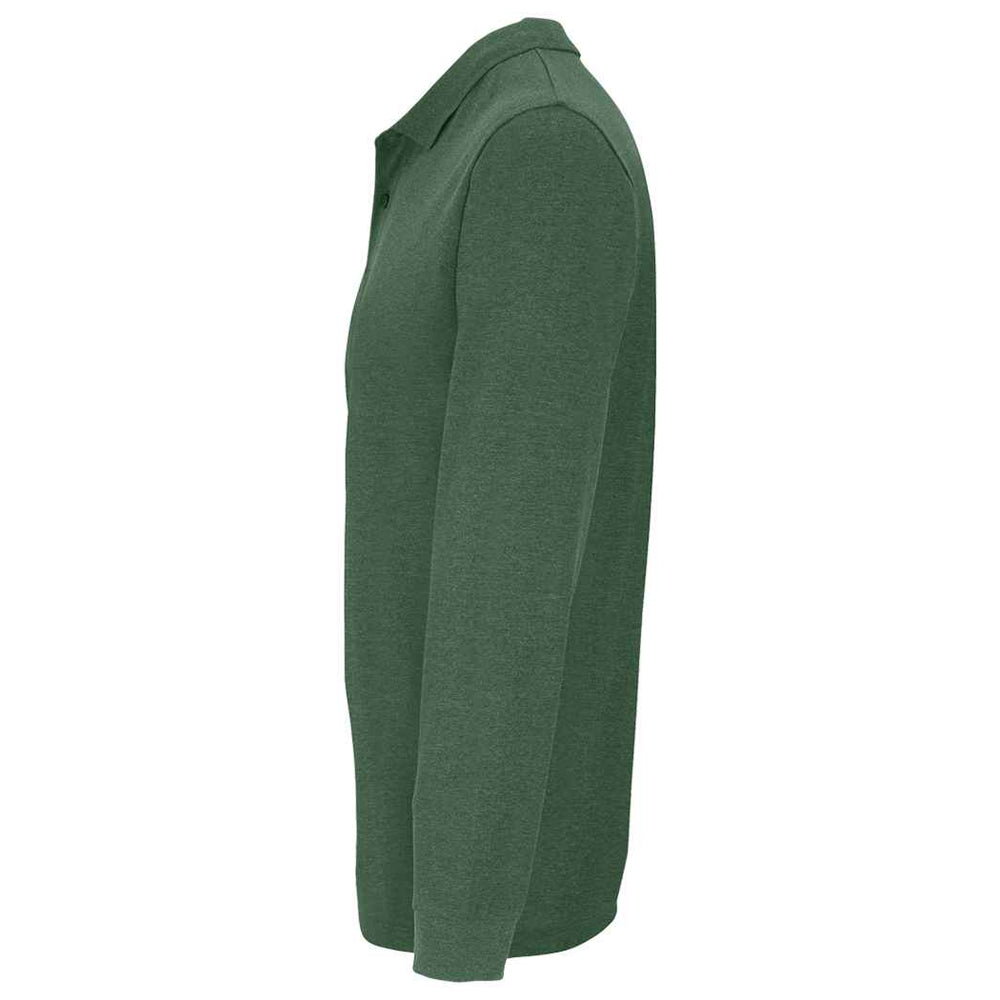 Bottle Green - Side - SOLS Unisex Adult Planet Long-Sleeved Polo Shirt