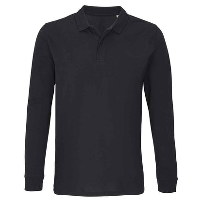Black - Front - SOLS Unisex Adult Planet Long-Sleeved Polo Shirt