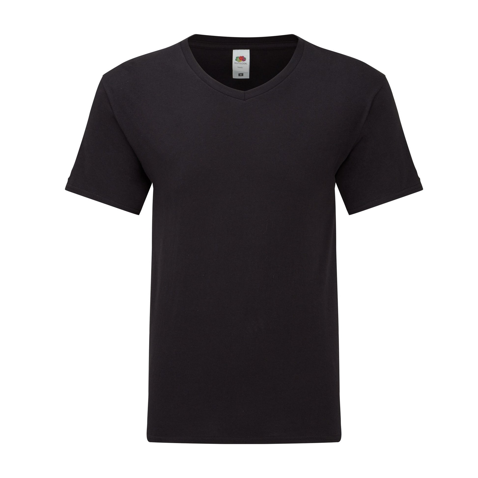 Black - Front - Fruit of the Loom Unisex Adult Iconic V Neck T-Shirt