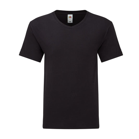 Black - Front - Fruit of the Loom Unisex Adult Iconic V Neck T-Shirt