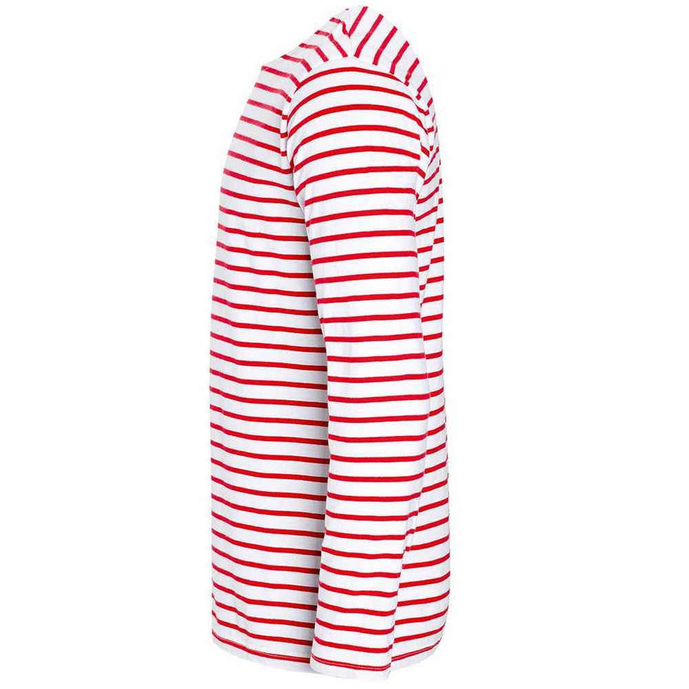 White-Red - Side - SOLS Mens Marine Striped Long-Sleeved T-Shirt