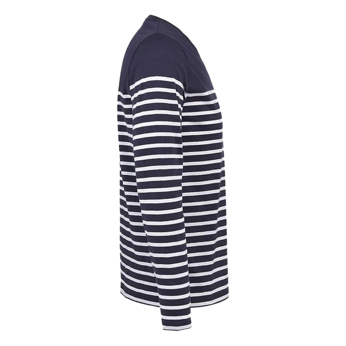 French Navy-White - Side - SOLS Mens Matelot Striped Long-Sleeved T-Shirt