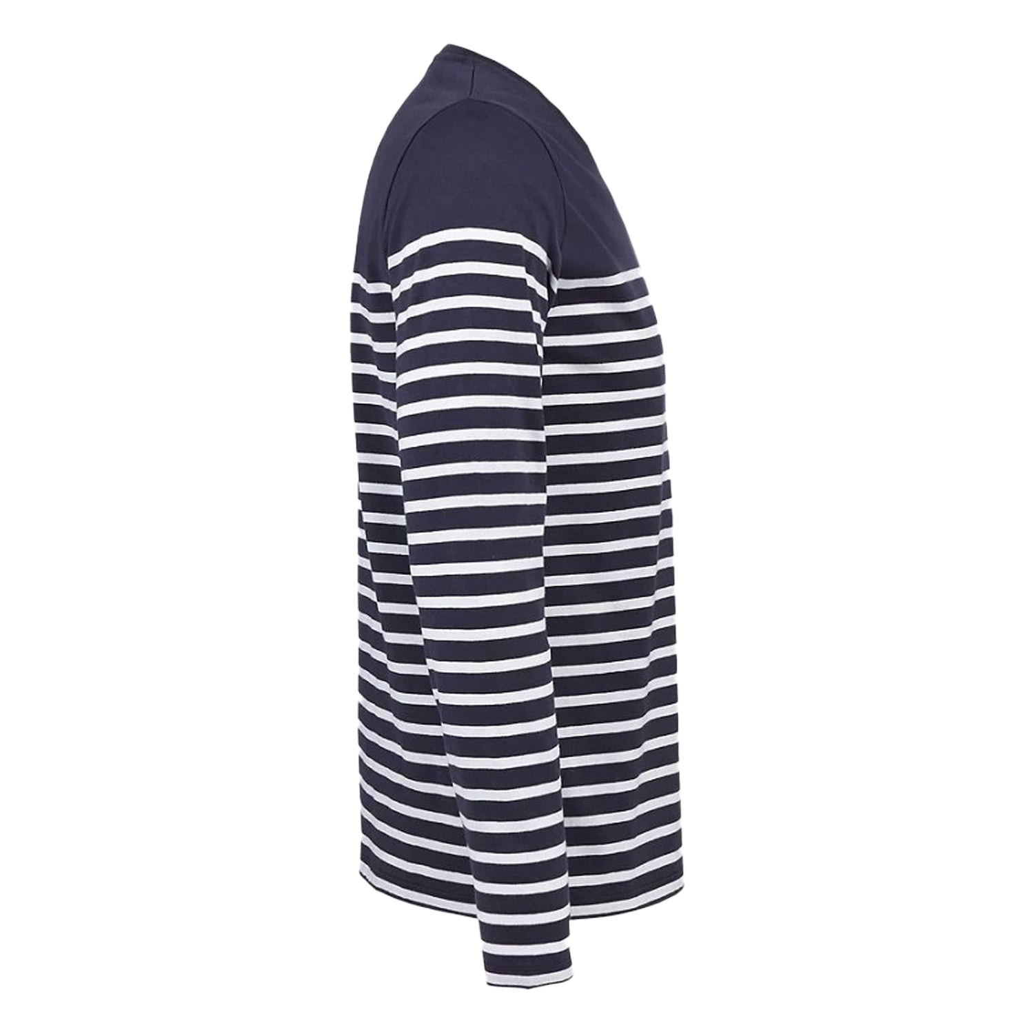 French Navy-White - Side - SOLS Mens Matelot Striped Long-Sleeved T-Shirt