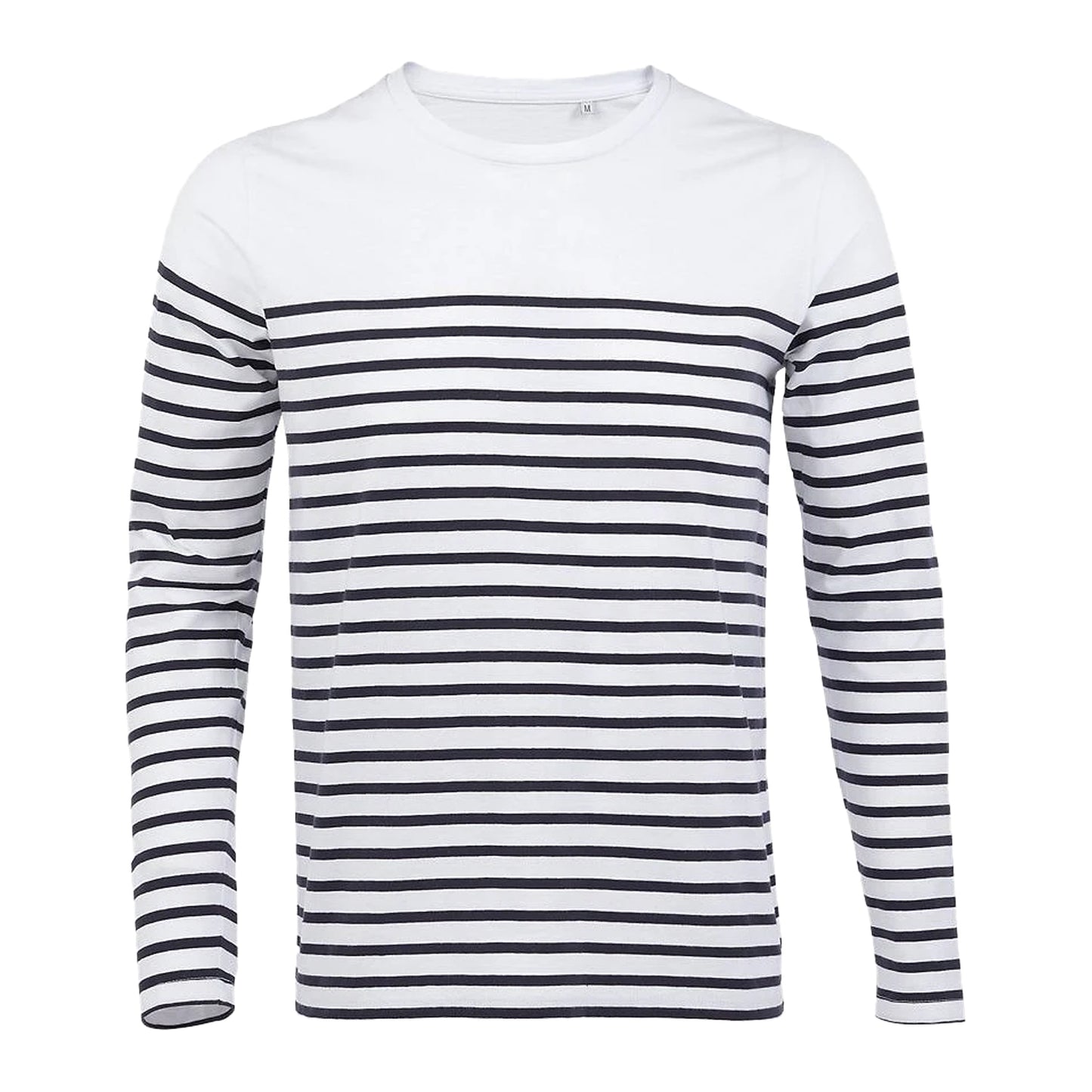 White-Navy - Front - SOLS Mens Matelot Striped Long-Sleeved T-Shirt