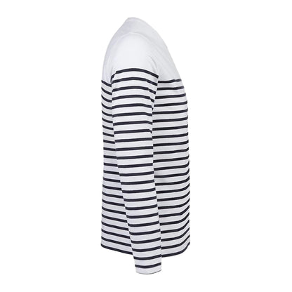 White-Navy - Side - SOLS Mens Matelot Striped Long-Sleeved T-Shirt