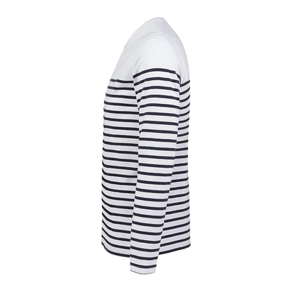 White-Navy - Lifestyle - SOLS Mens Matelot Striped Long-Sleeved T-Shirt