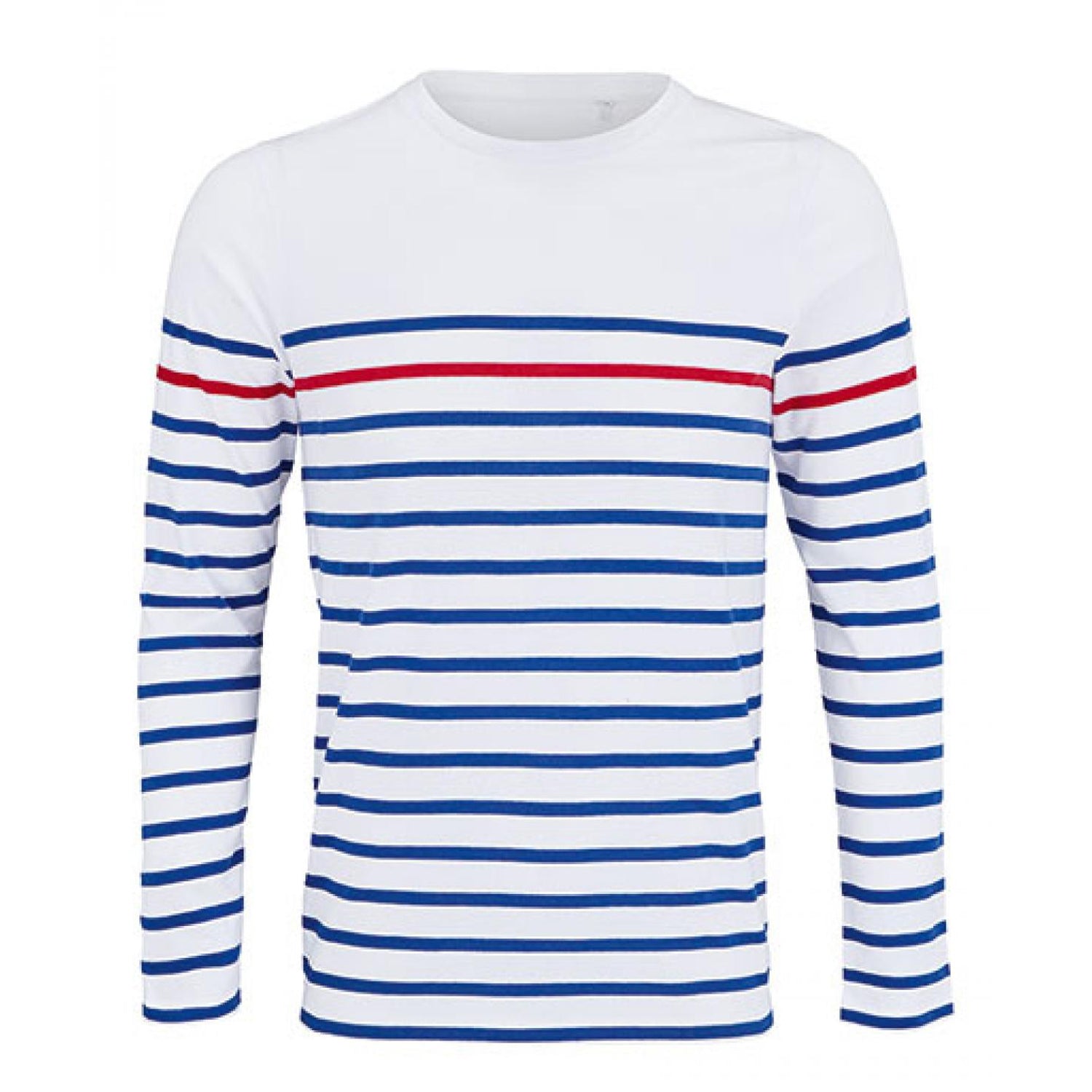 White-Royal Blue-Red - Front - SOLS Mens Matelot Striped Long-Sleeved T-Shirt