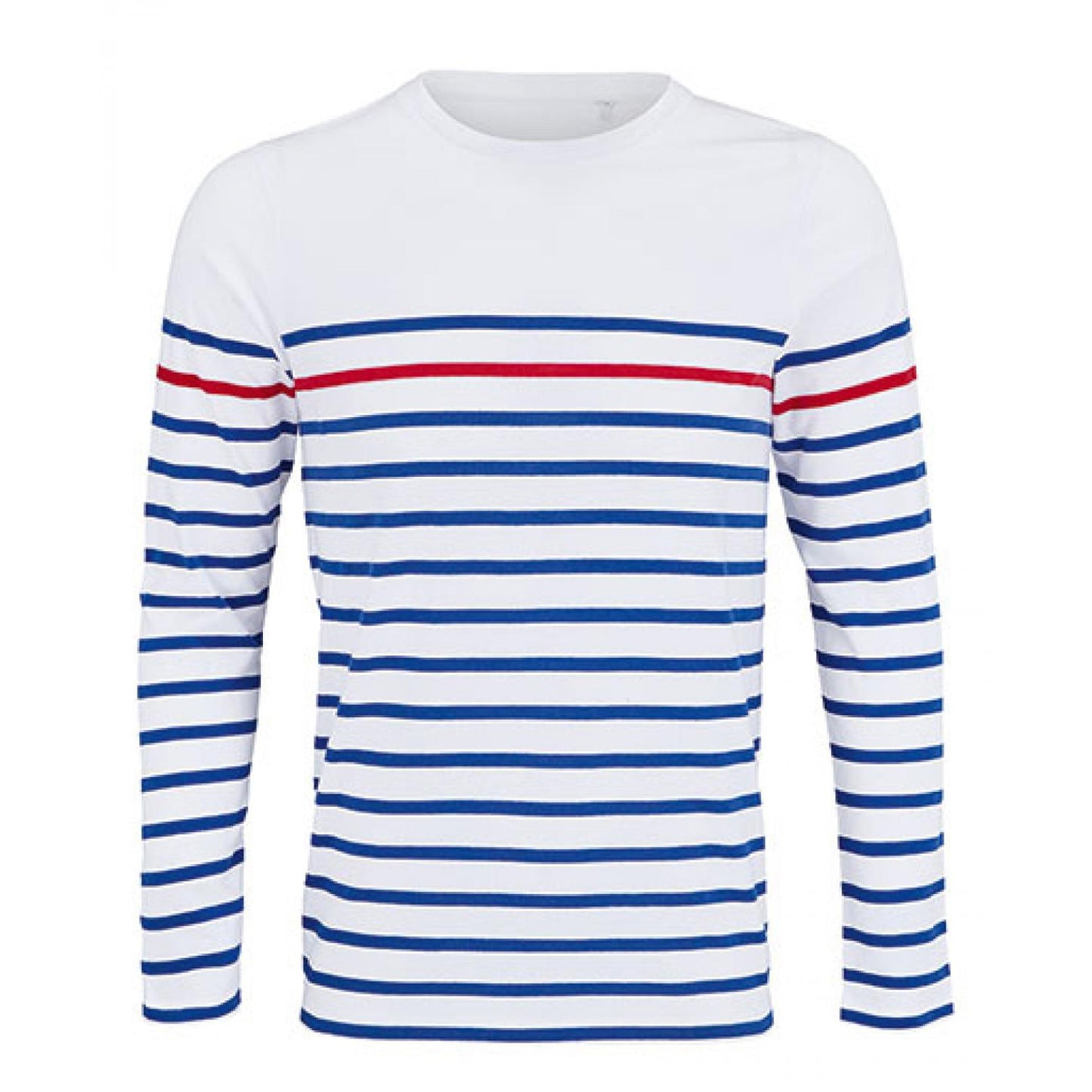 White-Royal Blue-Red - Front - SOLS Mens Matelot Striped Long-Sleeved T-Shirt