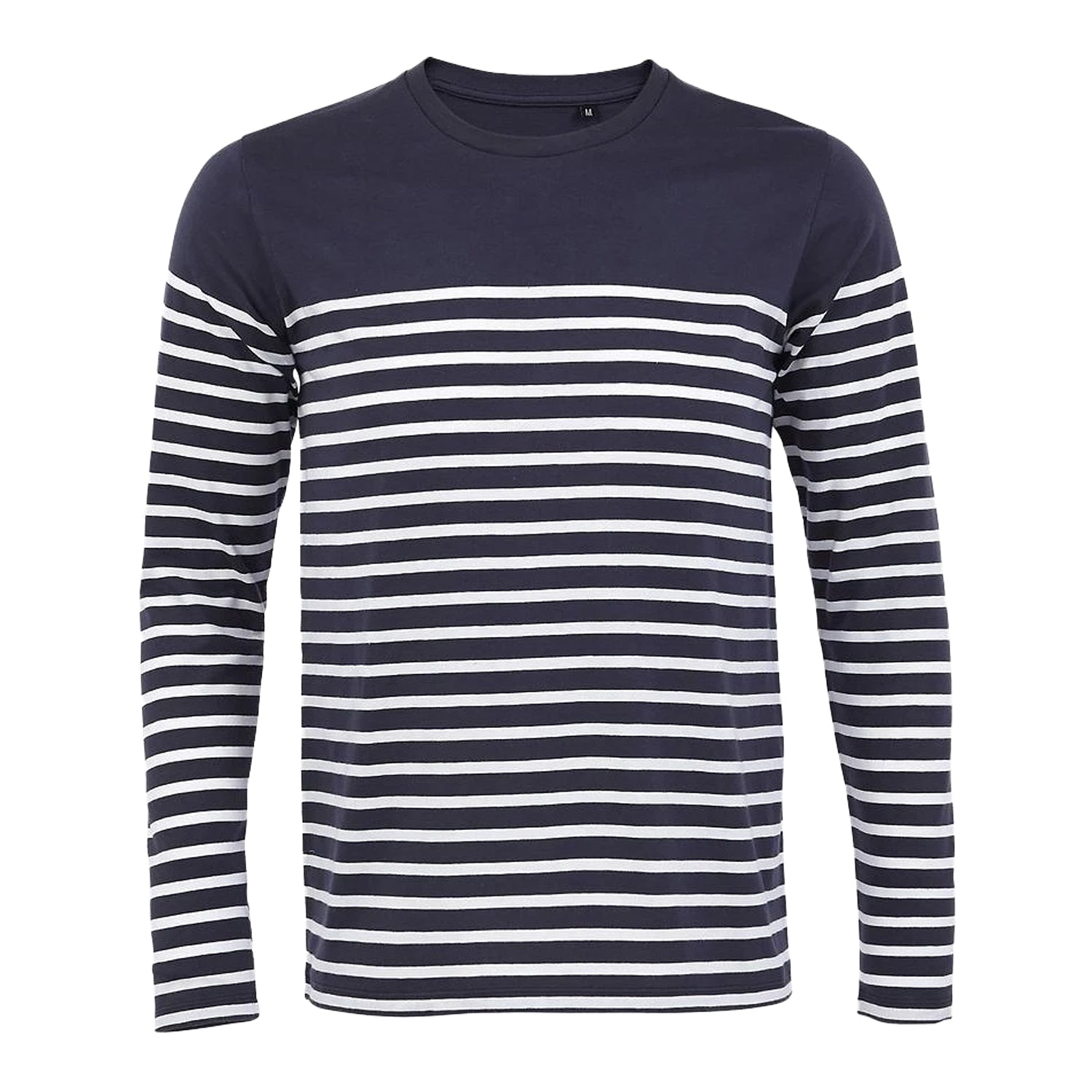 French Navy-White - Front - SOLS Mens Matelot Striped Long-Sleeved T-Shirt