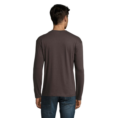 Dark Grey Solid - Back - SOLS Mens Monarch Long-Sleeved T-Shirt
