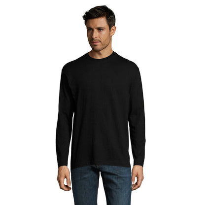 Deep Black - Front - SOLS Mens Monarch Long-Sleeved T-Shirt