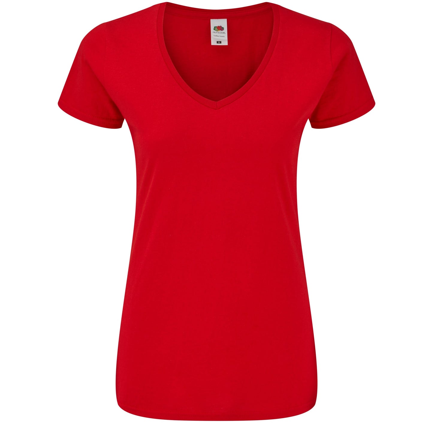 Red - Front - Fruit of the Loom Womens-Ladies Iconic 150 V Neck T-Shirt