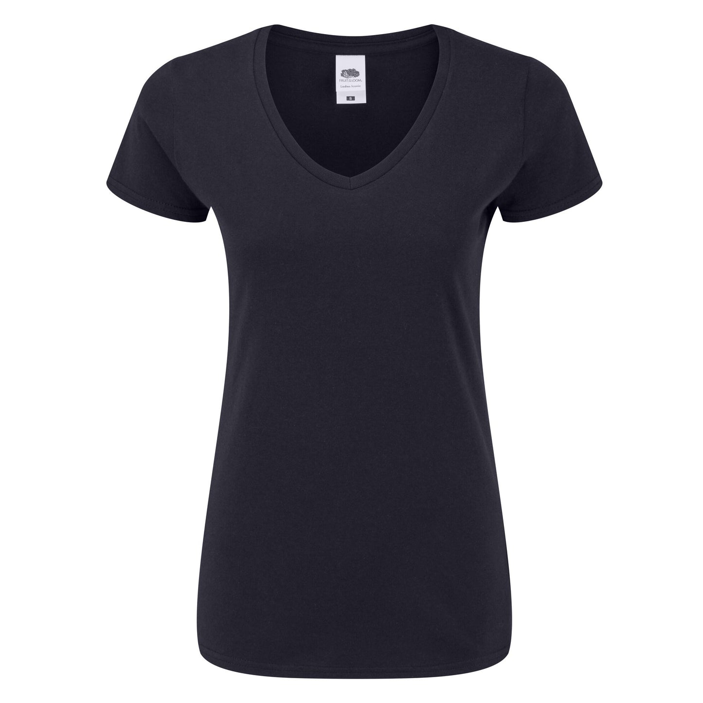 Deep Navy - Front - Fruit of the Loom Womens-Ladies Iconic 150 V Neck T-Shirt