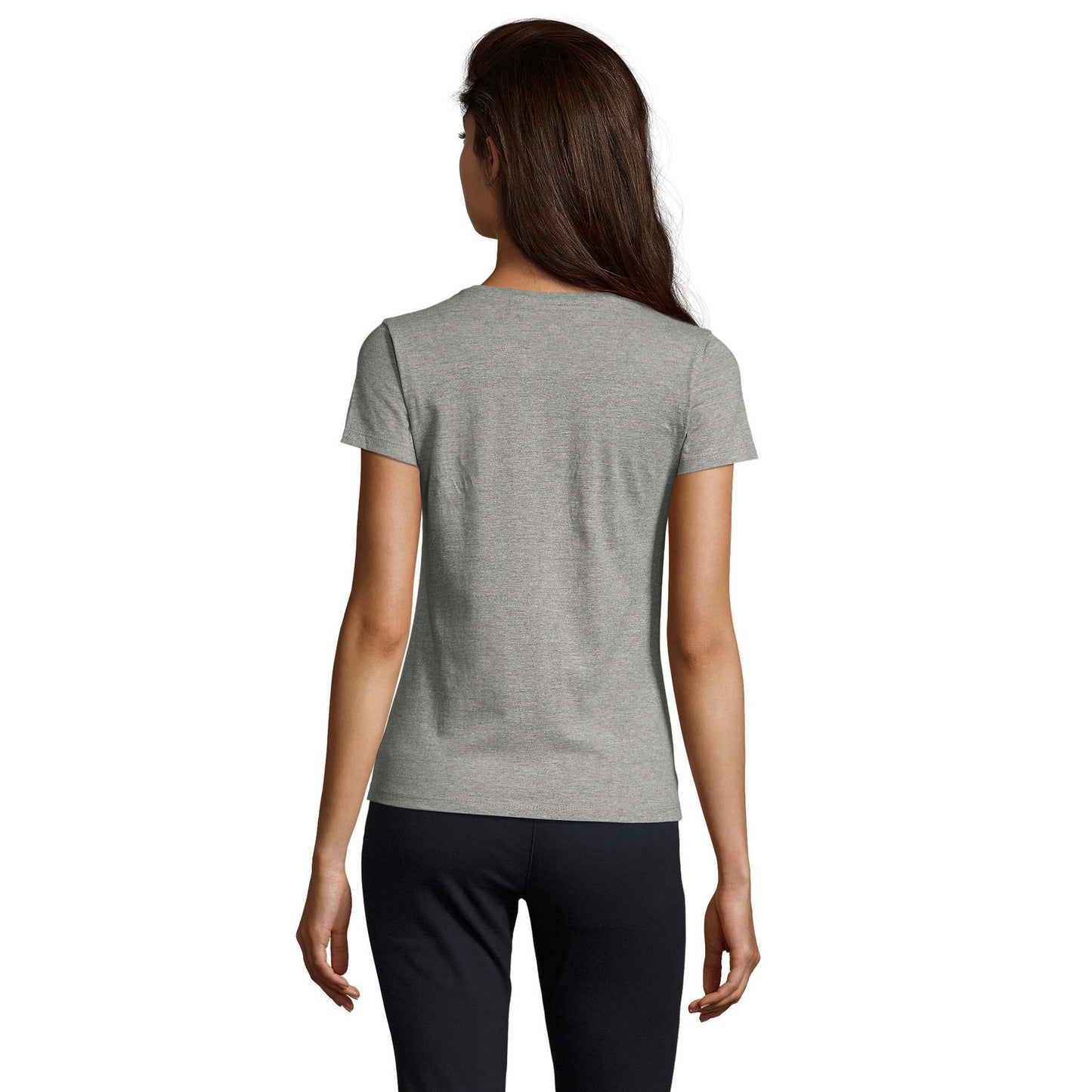 Grey Melange - Back - SOLS Womens-Ladies Imperial V Neck T-Shirt