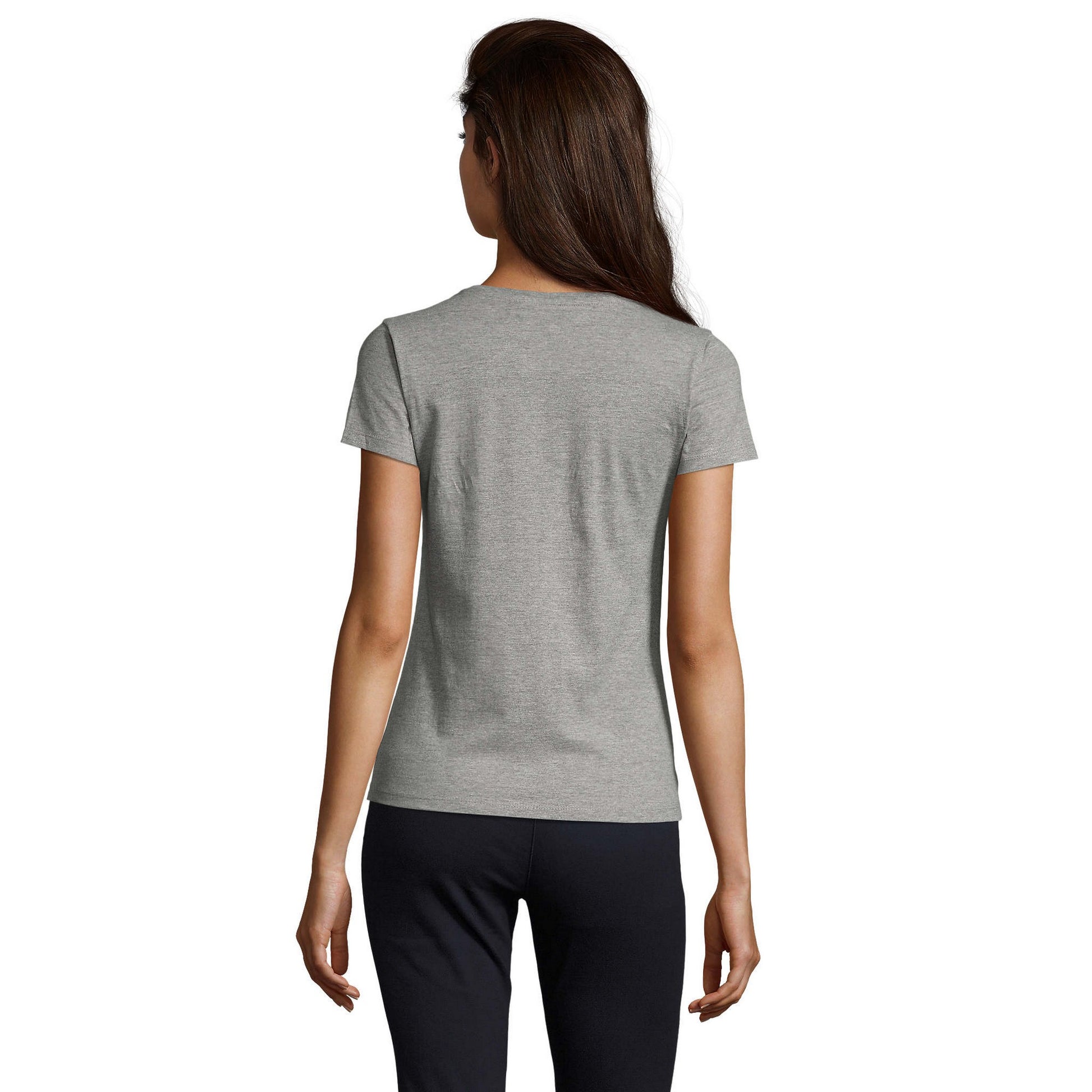 Grey Melange - Back - SOLS Womens-Ladies Imperial V Neck T-Shirt