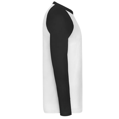 White-Black - Side - Fruit of the Loom Mens Baseball Long-Sleeved T-Shirt