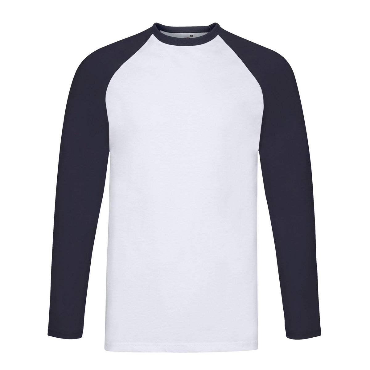 White-Deep Navy - Front - Fruit of the Loom Mens Baseball Long-Sleeved T-Shirt