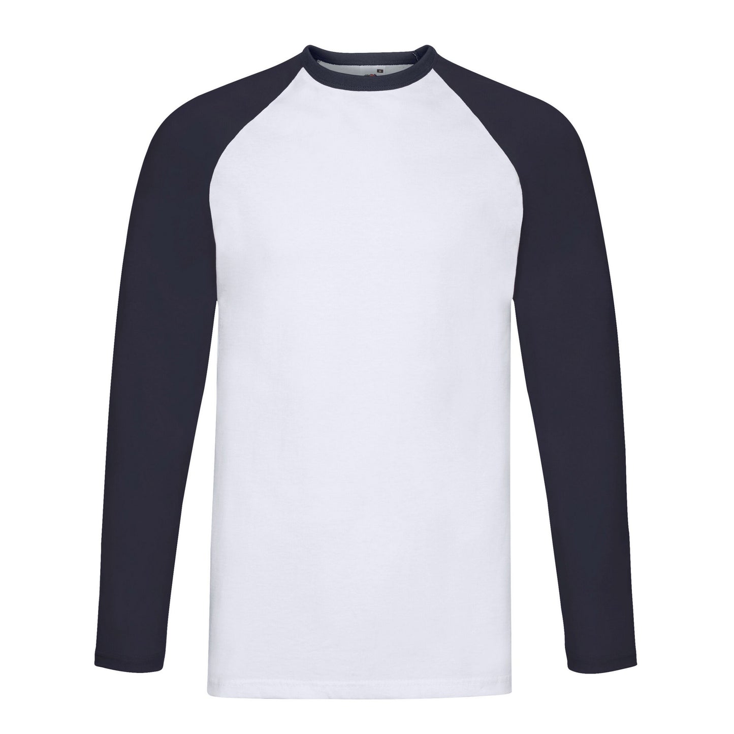 White-Deep Navy - Front - Fruit of the Loom Mens Baseball Long-Sleeved T-Shirt
