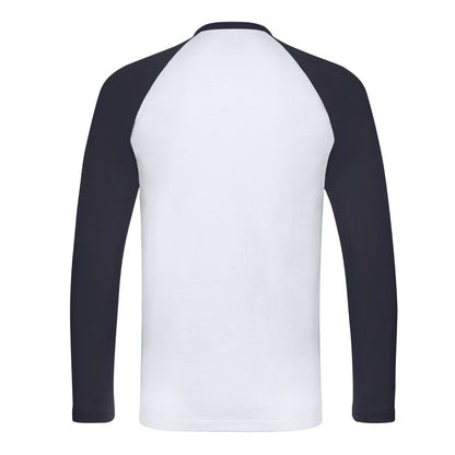 White-Deep Navy - Back - Fruit of the Loom Mens Baseball Long-Sleeved T-Shirt