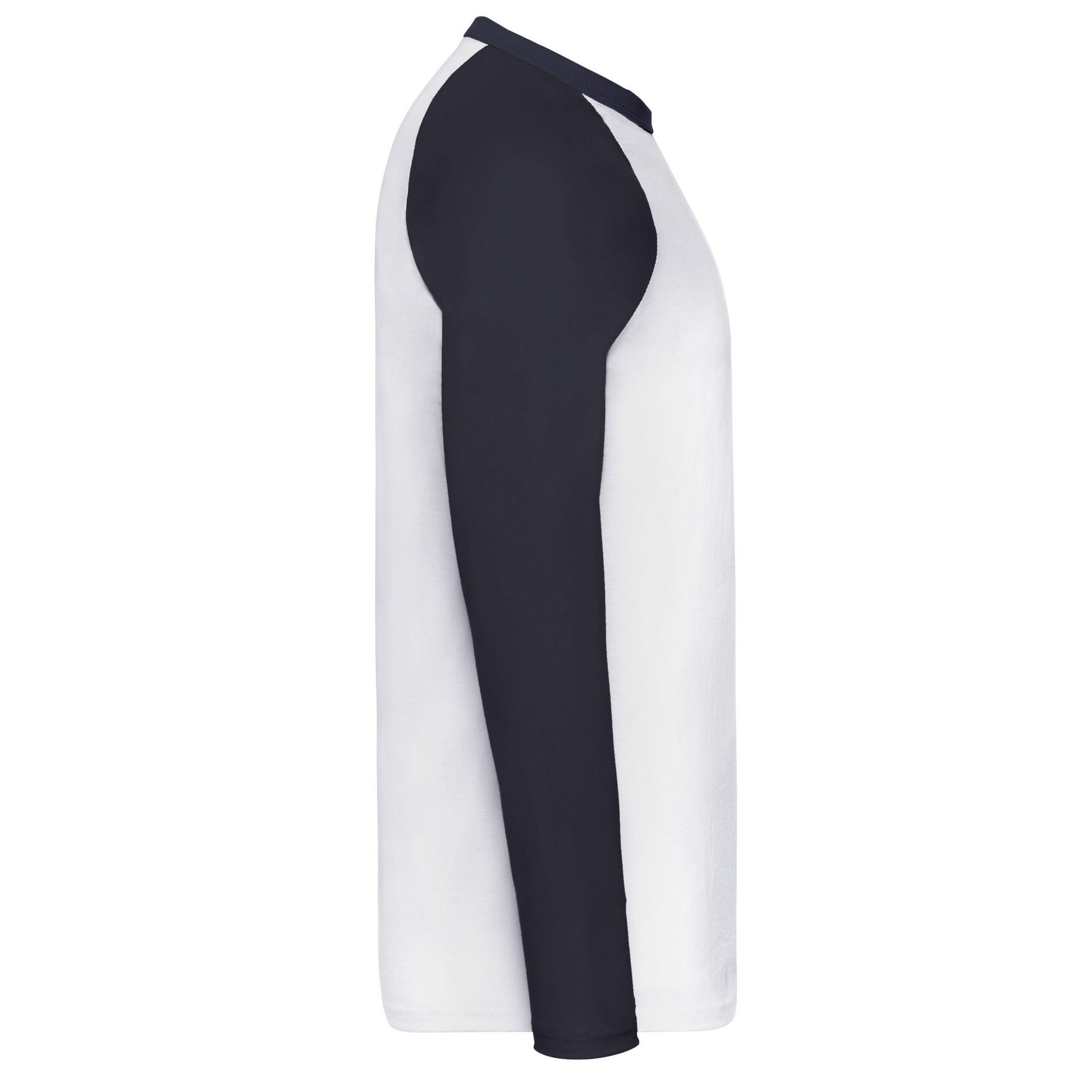 White-Deep Navy - Side - Fruit of the Loom Mens Baseball Long-Sleeved T-Shirt