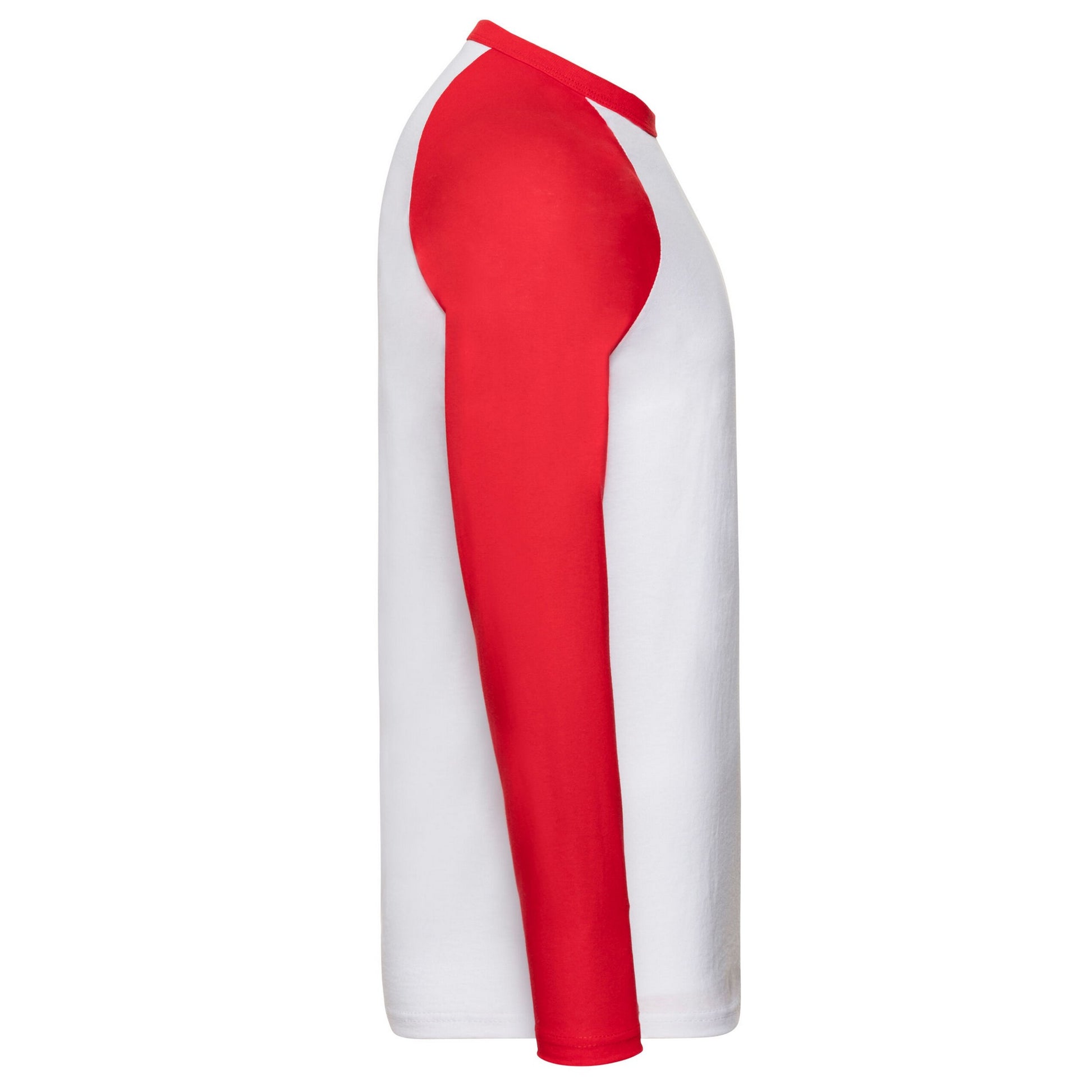 White-Red - Side - Fruit of the Loom Mens Baseball Long-Sleeved T-Shirt