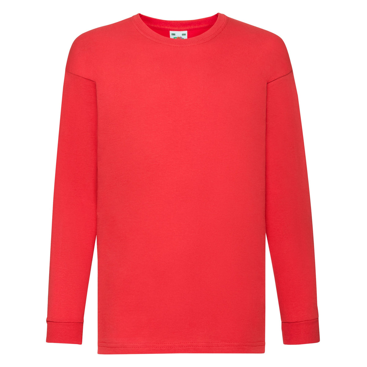 Red - Front - Fruit of the Loom Childrens-Kids Valueweight Long-Sleeved T-Shirt