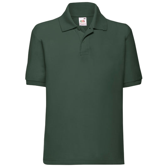 Bottle Green - Front - Fruit of the Loom Childrens-Kids 65-35 Polo Shirt