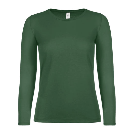 Bottle Green - Front - B&C Womens-Ladies #E150 Long-Sleeved T-Shirt