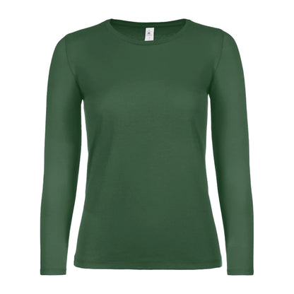 Bottle Green - Front - B&C Womens-Ladies #E150 Long-Sleeved T-Shirt
