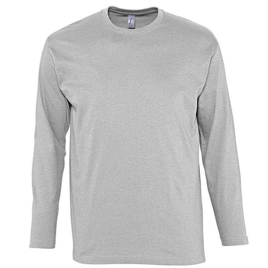 Grey Melange - Front - SOLS Mens Monarch Melange Long-Sleeved T-Shirt