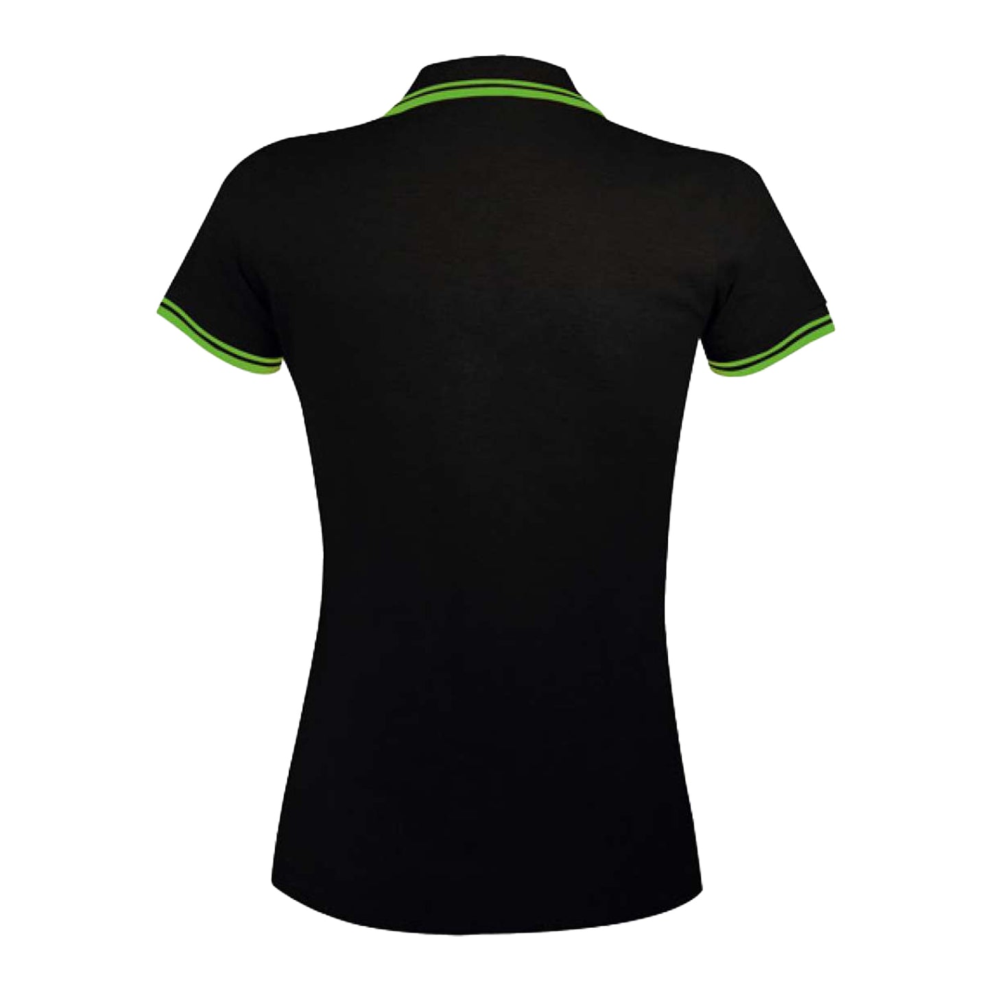 Black-Lime - Back - SOLS Womens-Ladies Pasadena Polo Shirt