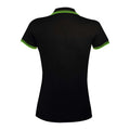 Black-Lime - Back - SOLS Womens-Ladies Pasadena Polo Shirt