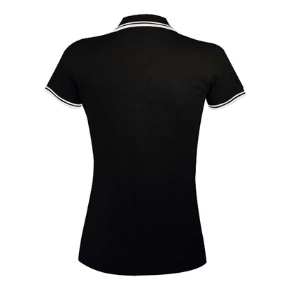 Black-White - Back - SOLS Womens-Ladies Pasadena Polo Shirt
