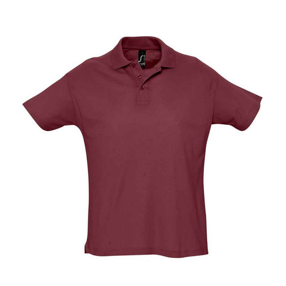 Burgundy - Front - SOLS Mens Summer II Polo Shirt