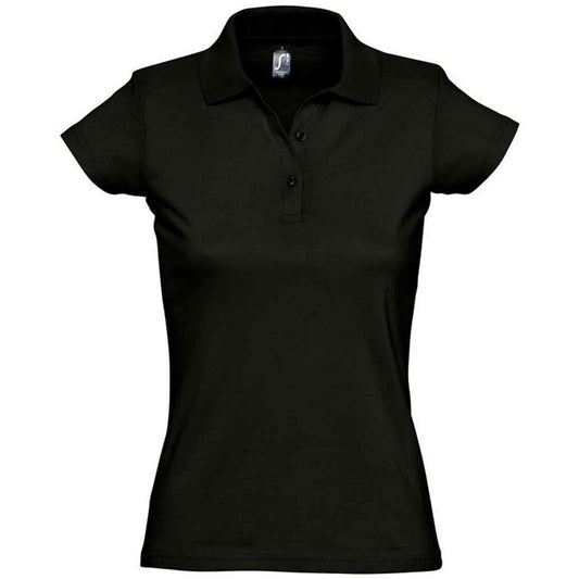 Deep Black - Front - SOLS Womens-Ladies Prescott Jersey Polo Shirt