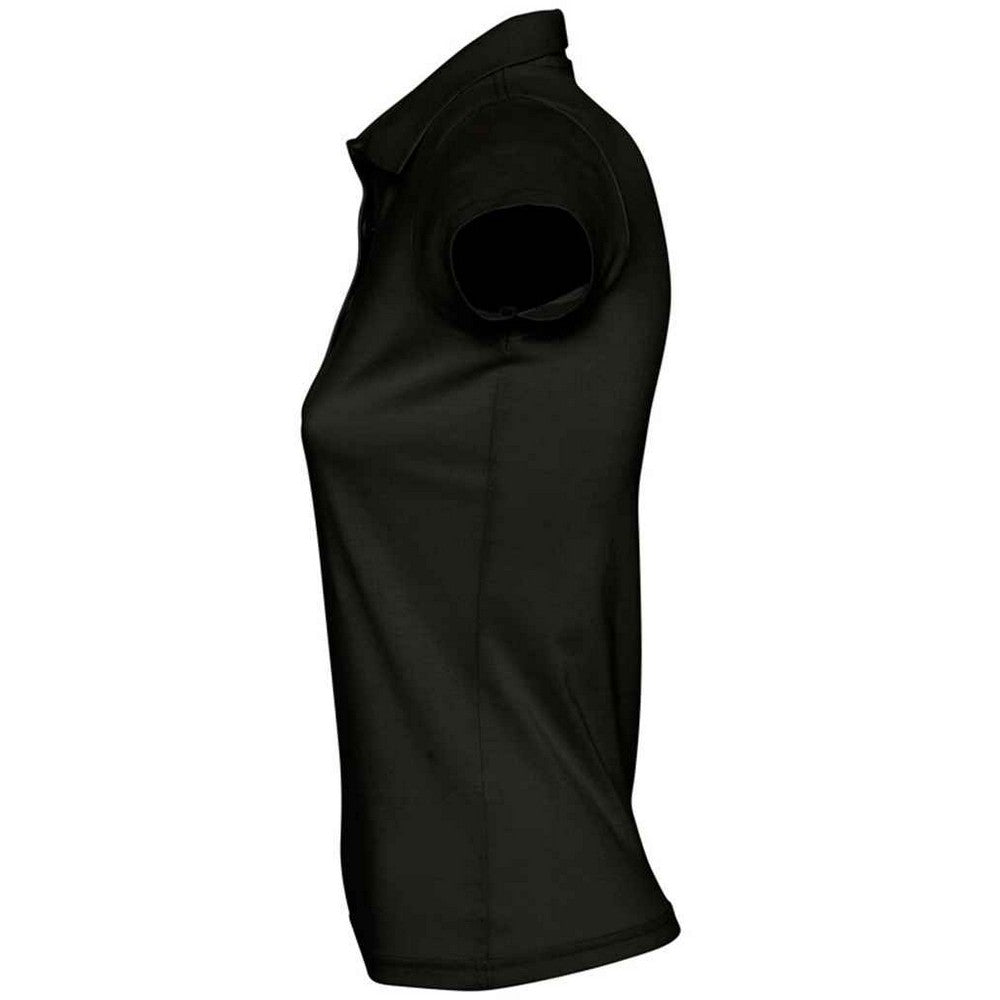 Deep Black - Side - SOLS Womens-Ladies Prescott Jersey Polo Shirt